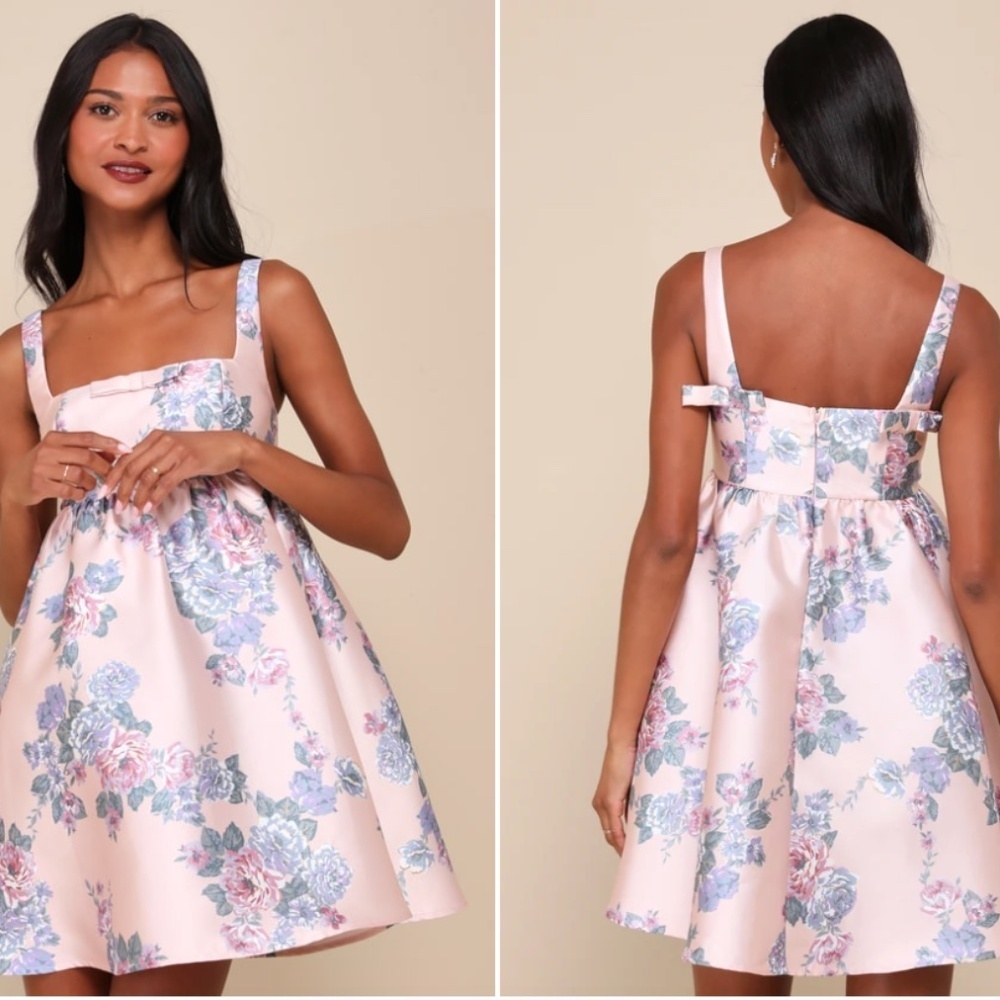 Lulu's Pink Floral Babydoll Dress